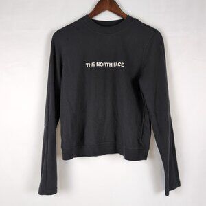 The North Face Women's Black Long Sleeve Shirt Cropped Spellout, Medium